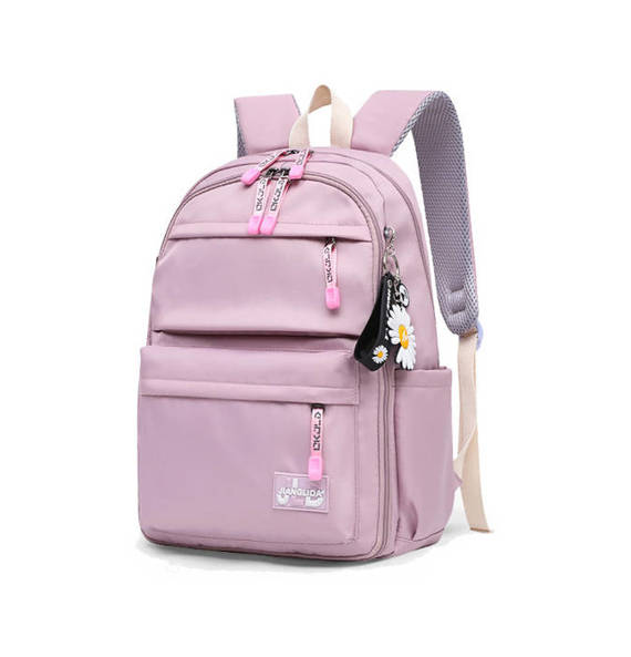 Dwukomorowy szary plecak do szkoły dla dziewczyny